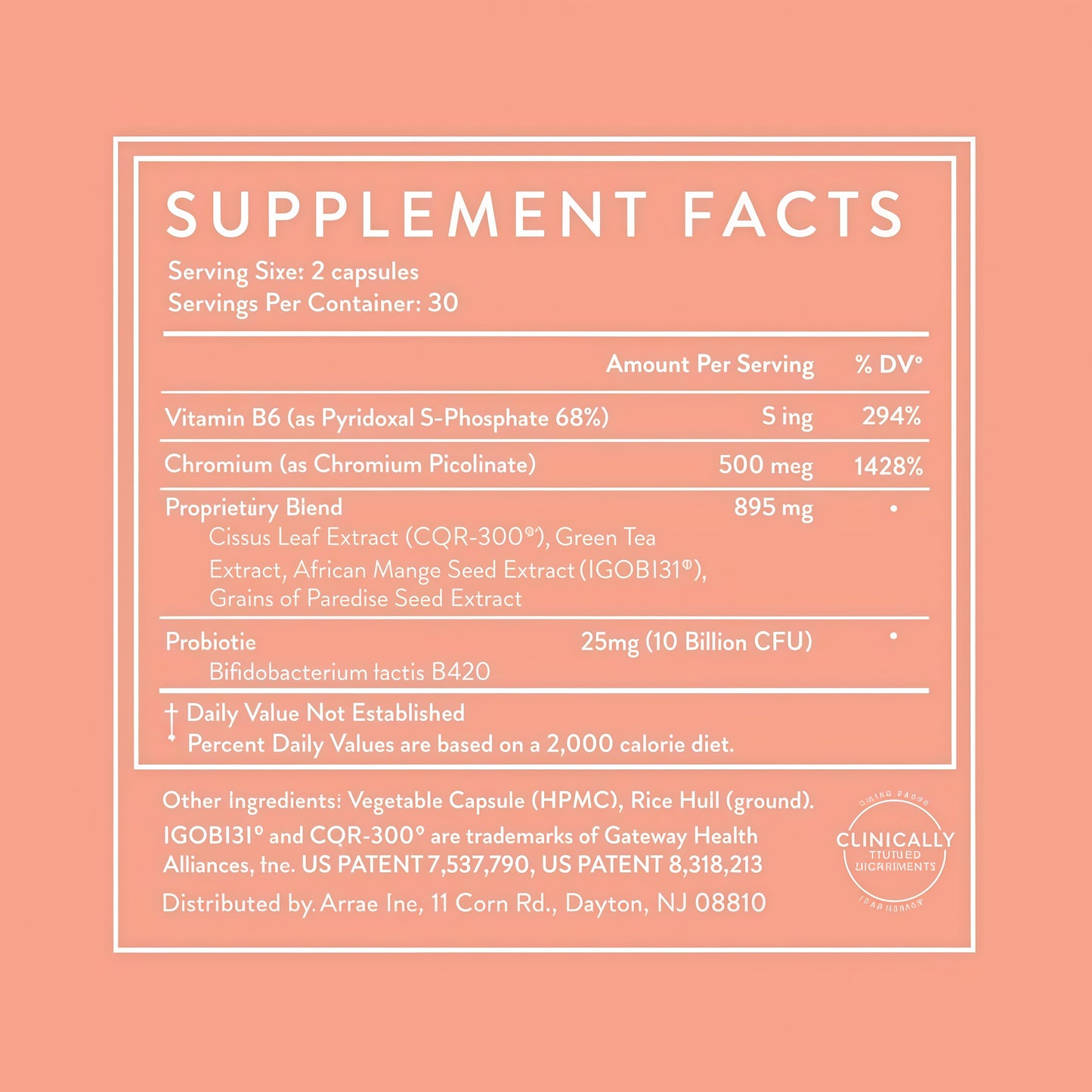 Arrae MB-1, Natural Dietary Supplement, Control Appetite, Increase Energy, Support Healthy Metabolism, 60 Capsules