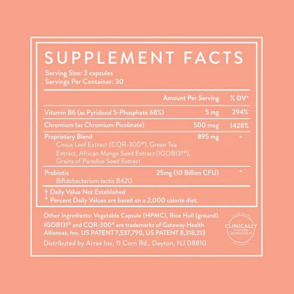 Arrae MB-1, Natural Dietary Supplement, Control Appetite, Increase Energy, Support Healthy Metabolism, 60 Capsules